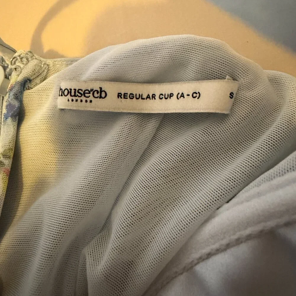 House of CB Lini Blue Chiffon Floral and Bow Bodycon Corset Maxi Dress - Picture 5 of 5